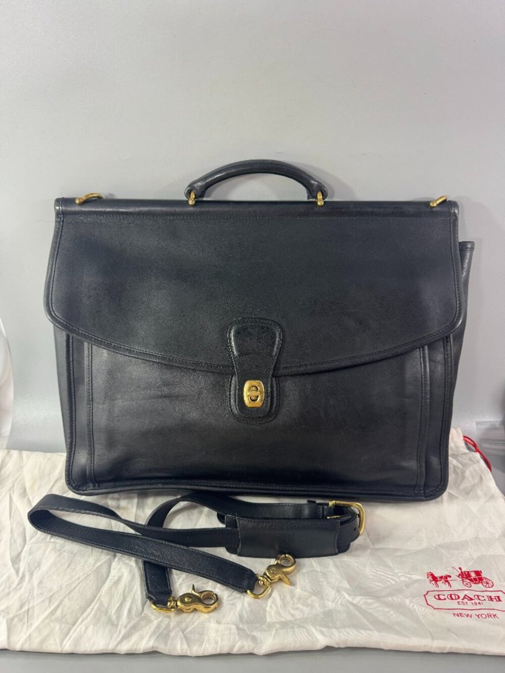 Authentic Vintage Coach # 5266 Black Leather Beekman Brief